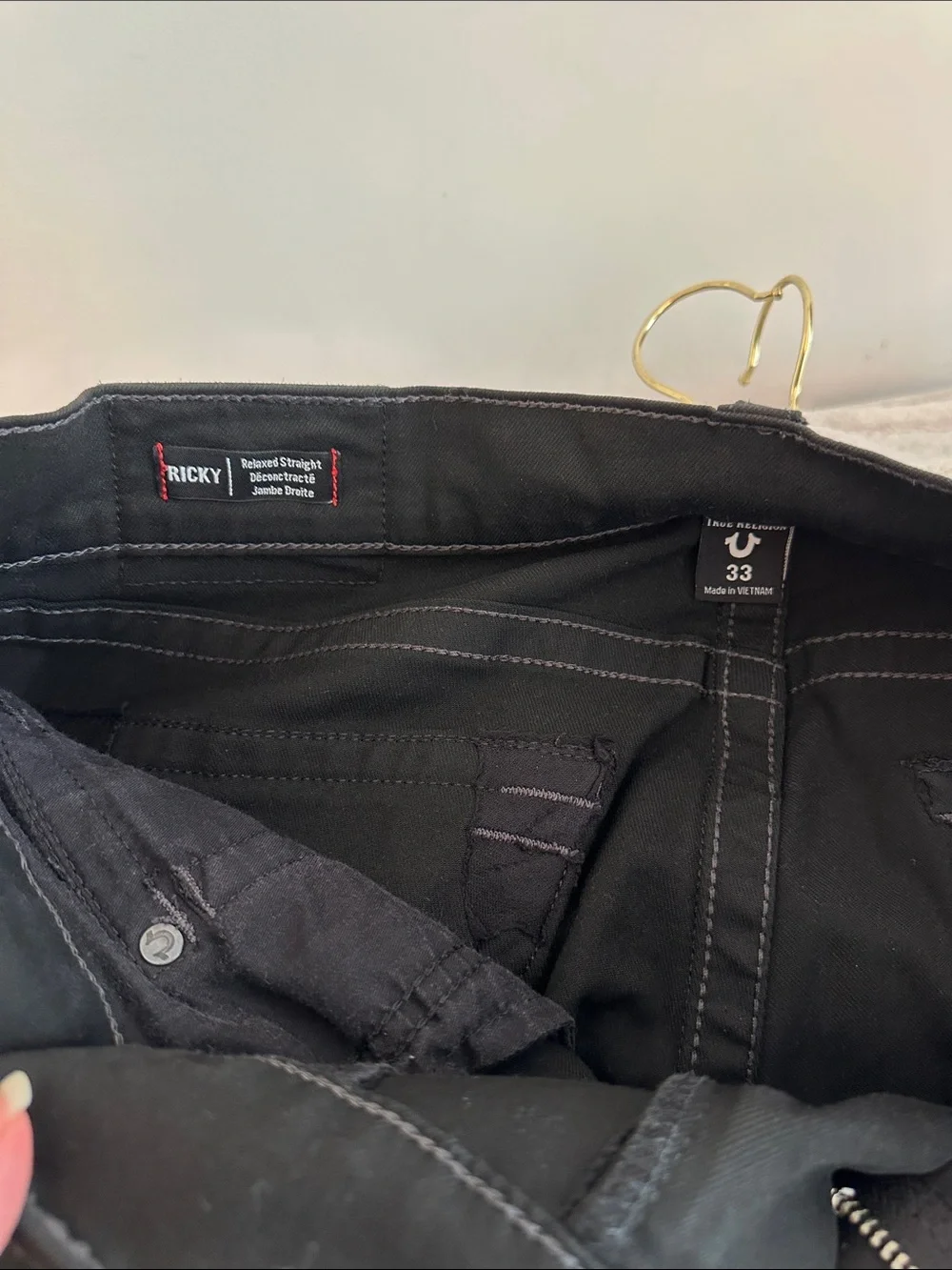 True Religion Men’s Black Slim Jeans with Signature Back Pocket
